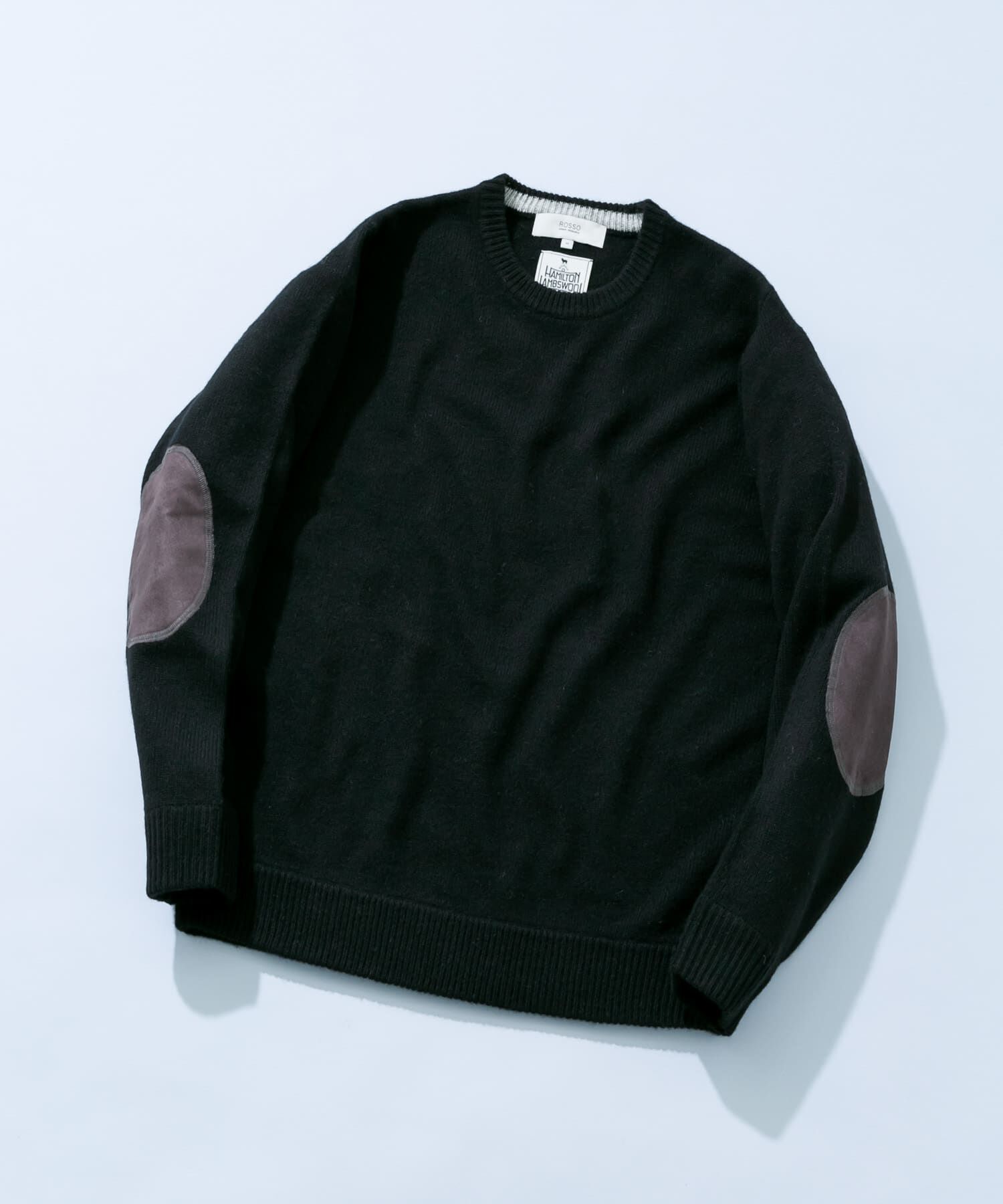 URBAN RESEARCH ROSSO「『XLサイズあり』ハミルトンラムズウールエルボーパッチニット」|ニット・セーター|ブラック