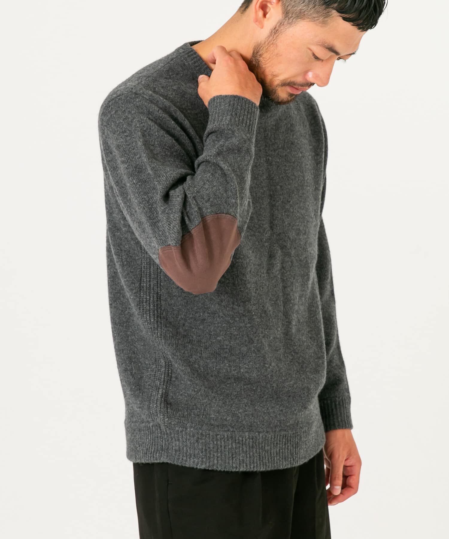 URBAN RESEARCH ROSSO「『XLサイズあり』ハミルトンラムズウールエルボーパッチニット」|ニット・セーター|