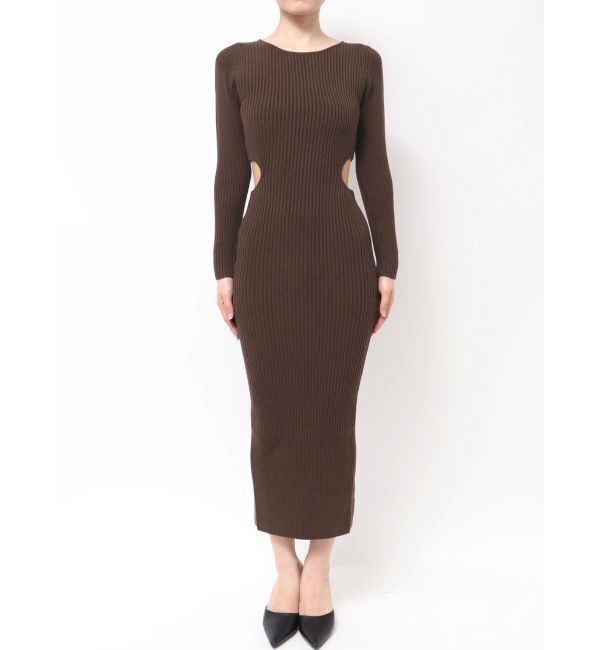 GYDA「LONG SLEEVE SIDE OPEN ニットワンピース」|ワンピース|
