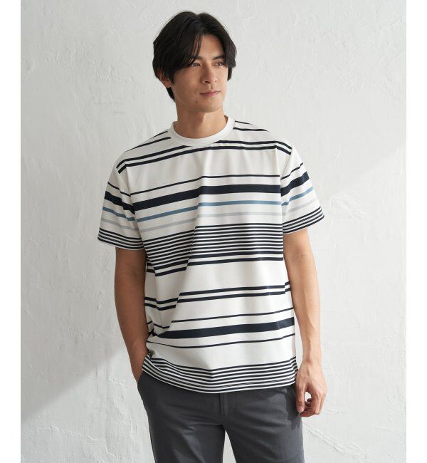 ikka「冷感DRYポンチボーダーTシャツ」|Tシャツ・カットソー|