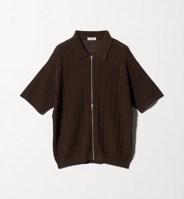 BEAUTY&YOUTH UNITED ARROWS「ジャガード フルジップ ショートスリーブ ポロニット ウォッシャブル」|カーディガン|