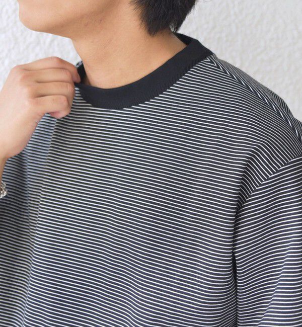 SHIPS any「SHIPS any: デザインリブ ハイゲージ ポンチ マイクロ ボーダー Tシャツ (ロンT)◇」|Tシャツ・カットソー|