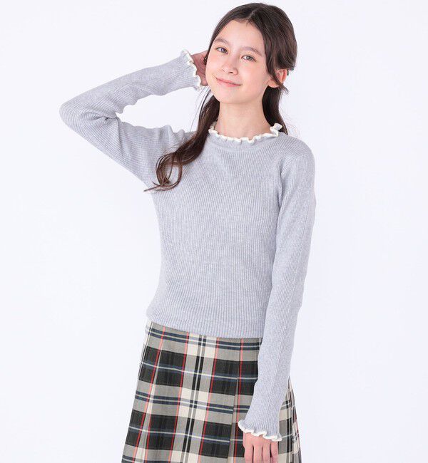 SHIPS KIDS「SHIPS KIDS:130～150cm /〈手洗い可能〉フリル リブ ニット」|Tシャツ・カットソー|