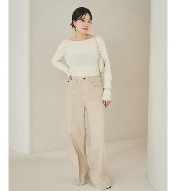 Plage「Healthy denim / ヘルシーデニム 別注 WIDE デニムパンツ(ベージュ)」|デニム|