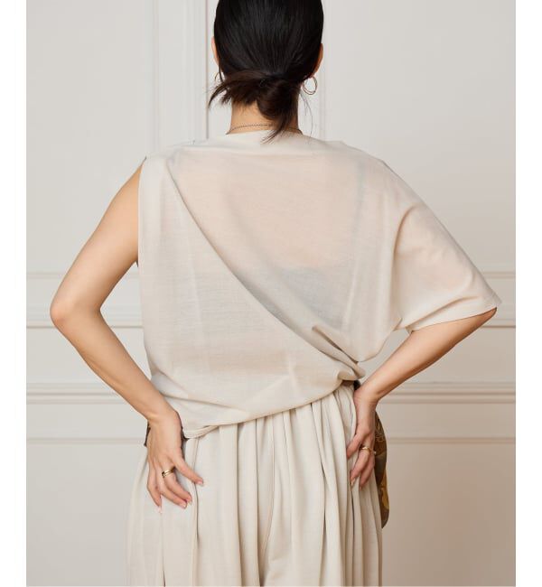 IENA LA BOUCLE「HAKUJI ハクジ crape jersey asym Tシャツ H232617」|Tシャツ・カットソー|