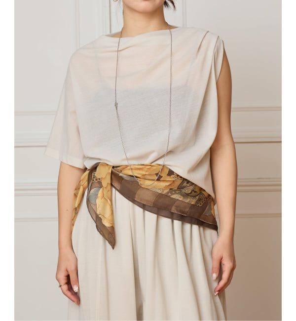 IENA LA BOUCLE「HAKUJI ハクジ crape jersey asym Tシャツ H232617」|Tシャツ・カットソー|サックスブルー