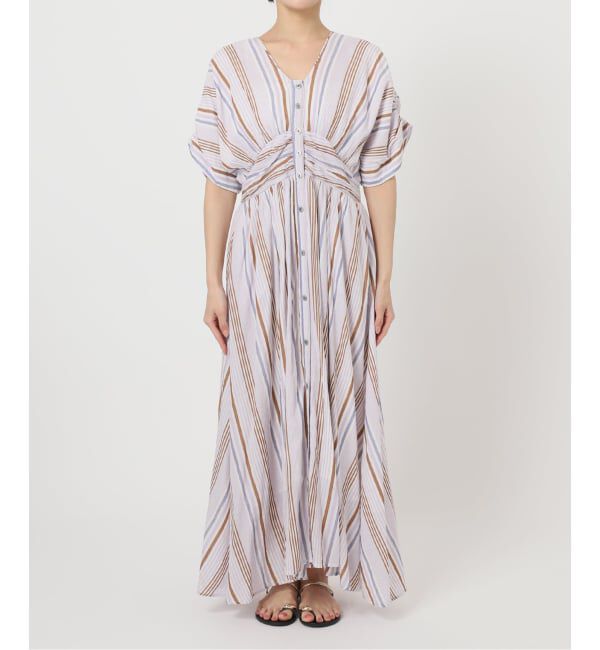 Spick and Span「《WEB限定 / 追加予約》ne Quittez pas Cotton Voile Stripe Waist Gather Dress」|ワンピース|