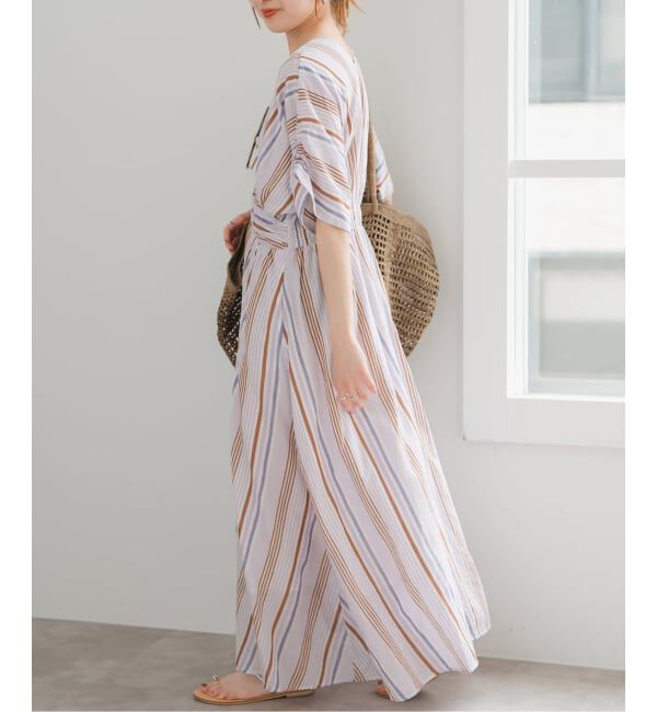 Spick and Span「《WEB限定 / 追加予約》ne Quittez pas Cotton Voile Stripe Waist Gather Dress」|ワンピース|