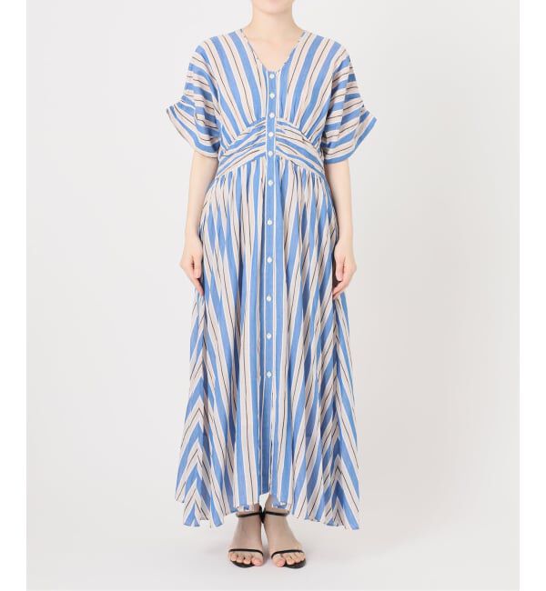 Spick and Span「《WEB限定 / 追加予約》ne Quittez pas Cotton Voile Stripe Waist Gather Dress」|ワンピース|