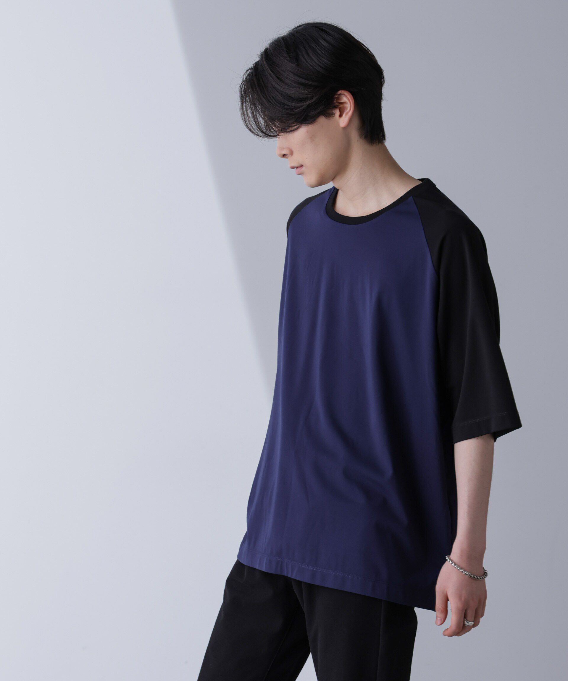 nano･universe「ワイドシルエットラグランTシャツ 半袖」|Tシャツ・カットソー|ネイビー