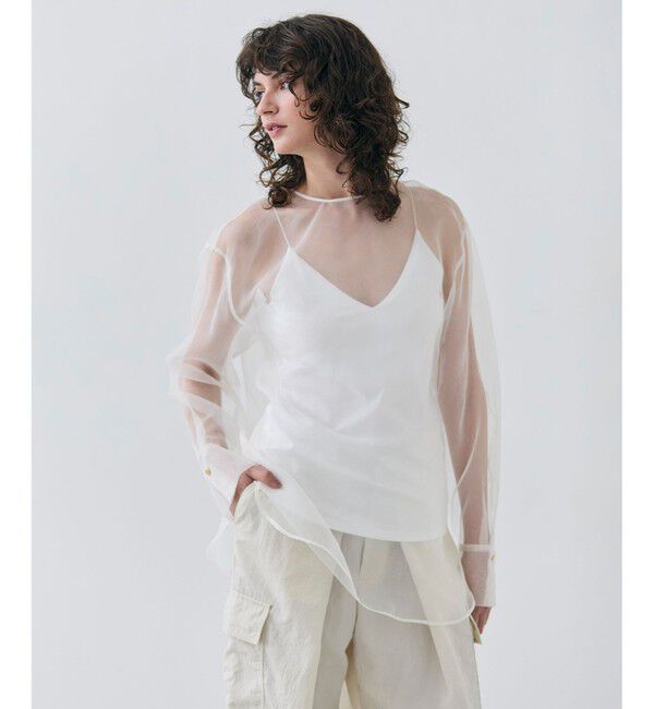 BEIGE,「ERICA / シルクシースルークルーネックブラウス」|シャツ・ブラウス|Ecru