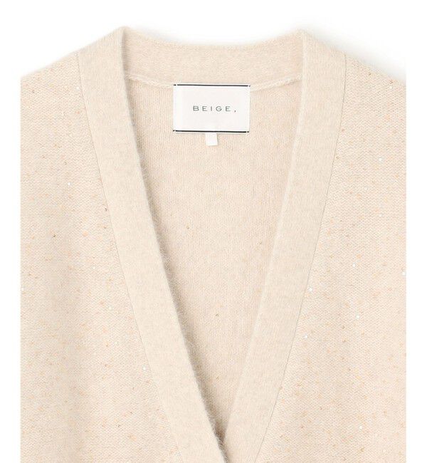BEIGE,「【Precious掲載】AMARILLO / スパンコールフォックスニットカーディガン」|ニット・セーター|