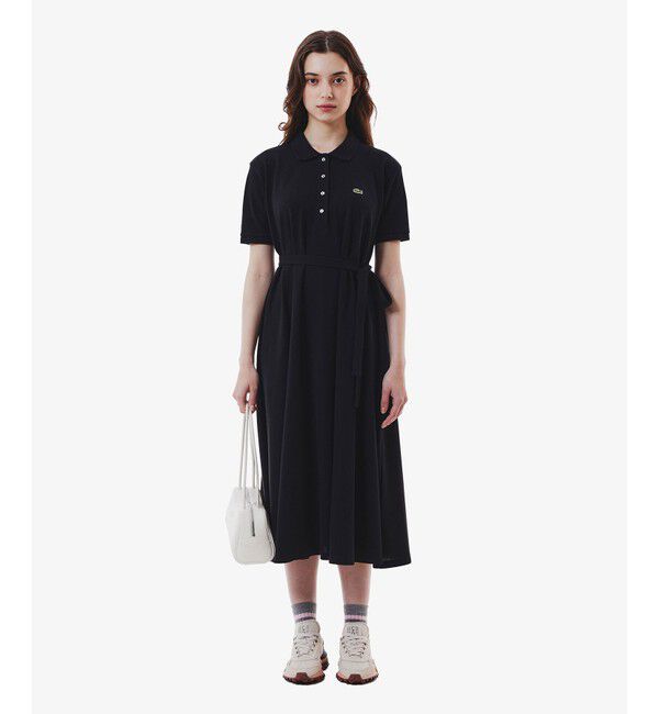 LACOSTE「鹿の子地マキシ丈ドレス ポロワンピース フレア Iライン」|ワンピース|