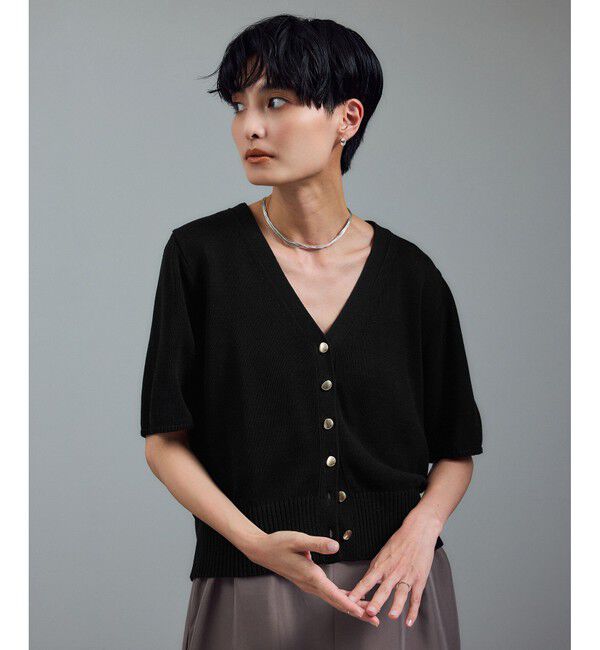 SALON adam et rope'「ドライコットンハーフスリーブメタルボタンカーディガン」|カーディガン|
