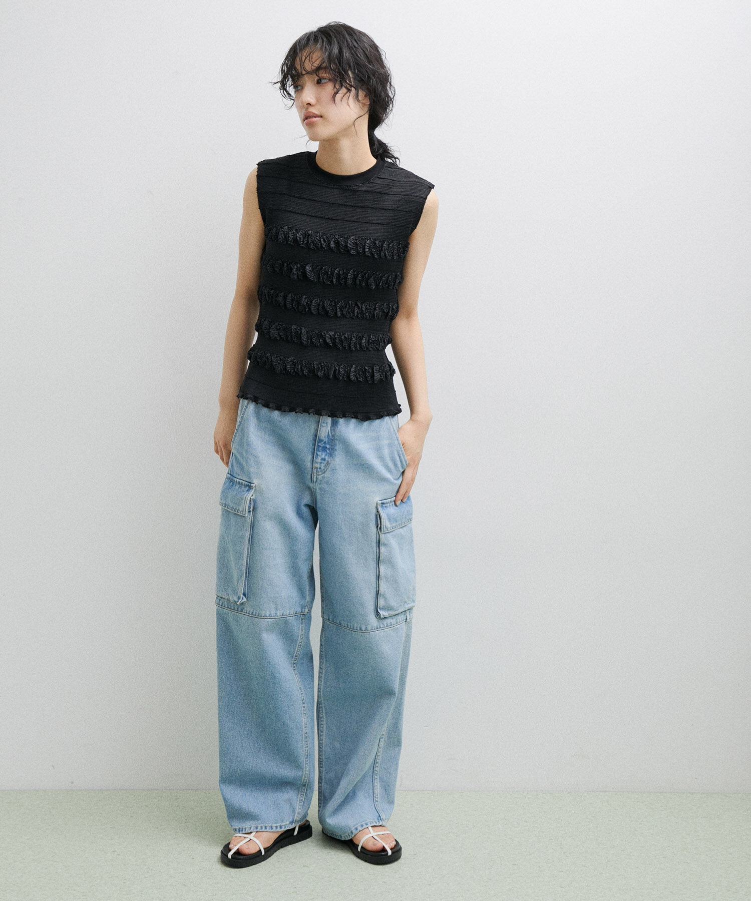 ADAM ET ROPE'「【セットアップ対応】マドレーヌプリーツトップス」|Tシャツ・カットソー|