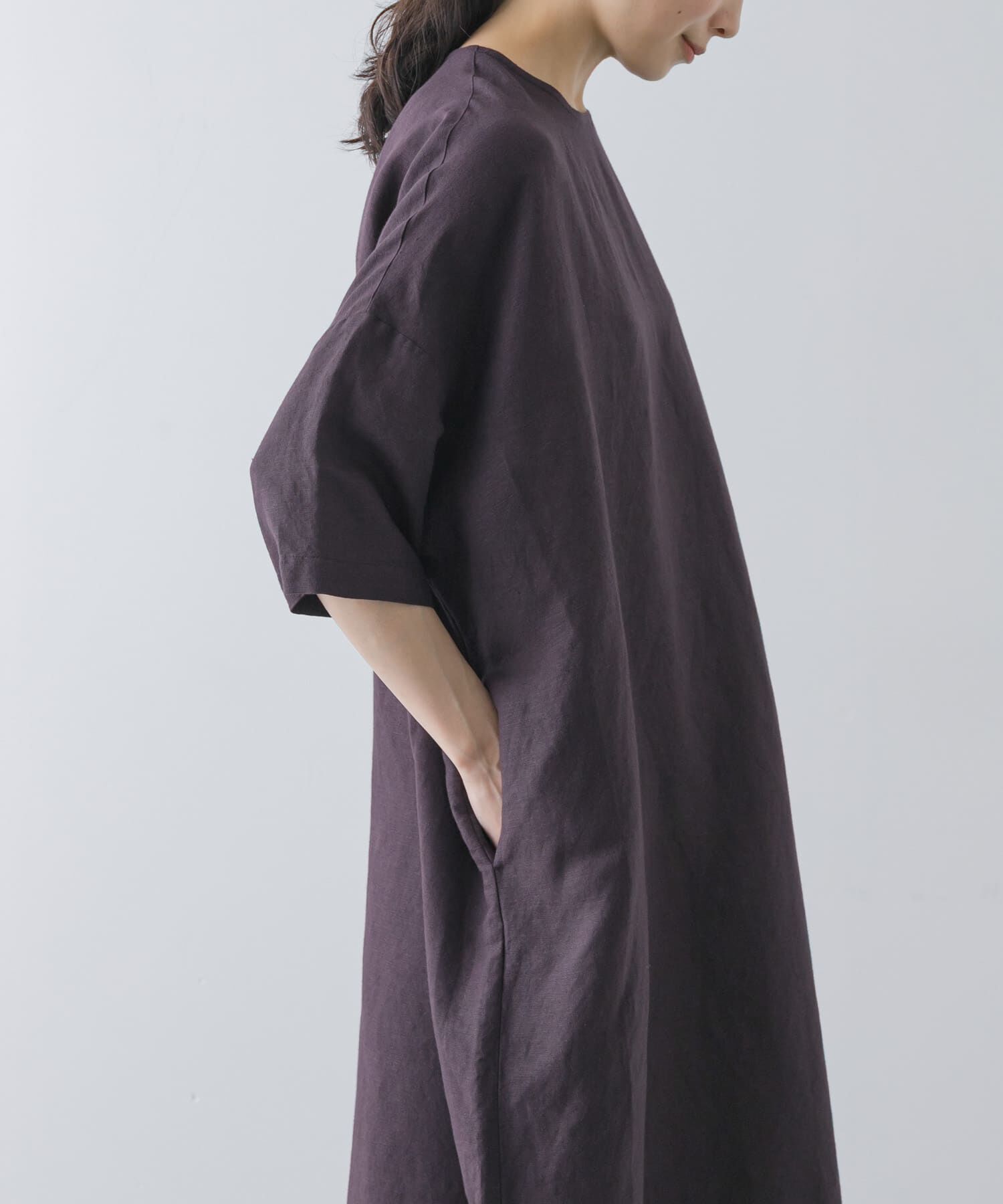 かぐれ「『2サイズ展開』リネンレーヨンワイドワンピース」|ワンピース|