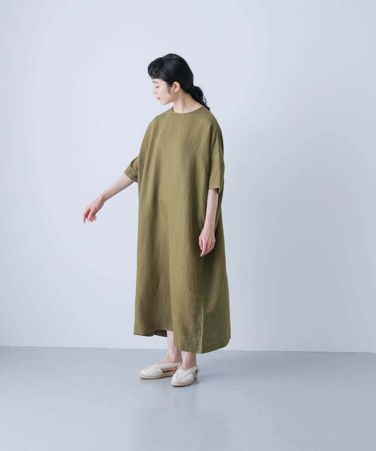 かぐれ「『2サイズ展開』リネンレーヨンワイドワンピース」|ワンピース|