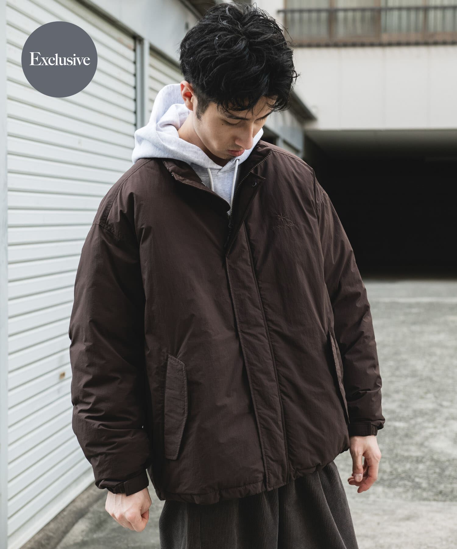 URBAN RESEARCH DOORS「『別注』Snow Peak Apparel&times;DOORS　N/T Insulation Jacket」|ノーカラーコート|ブラウン