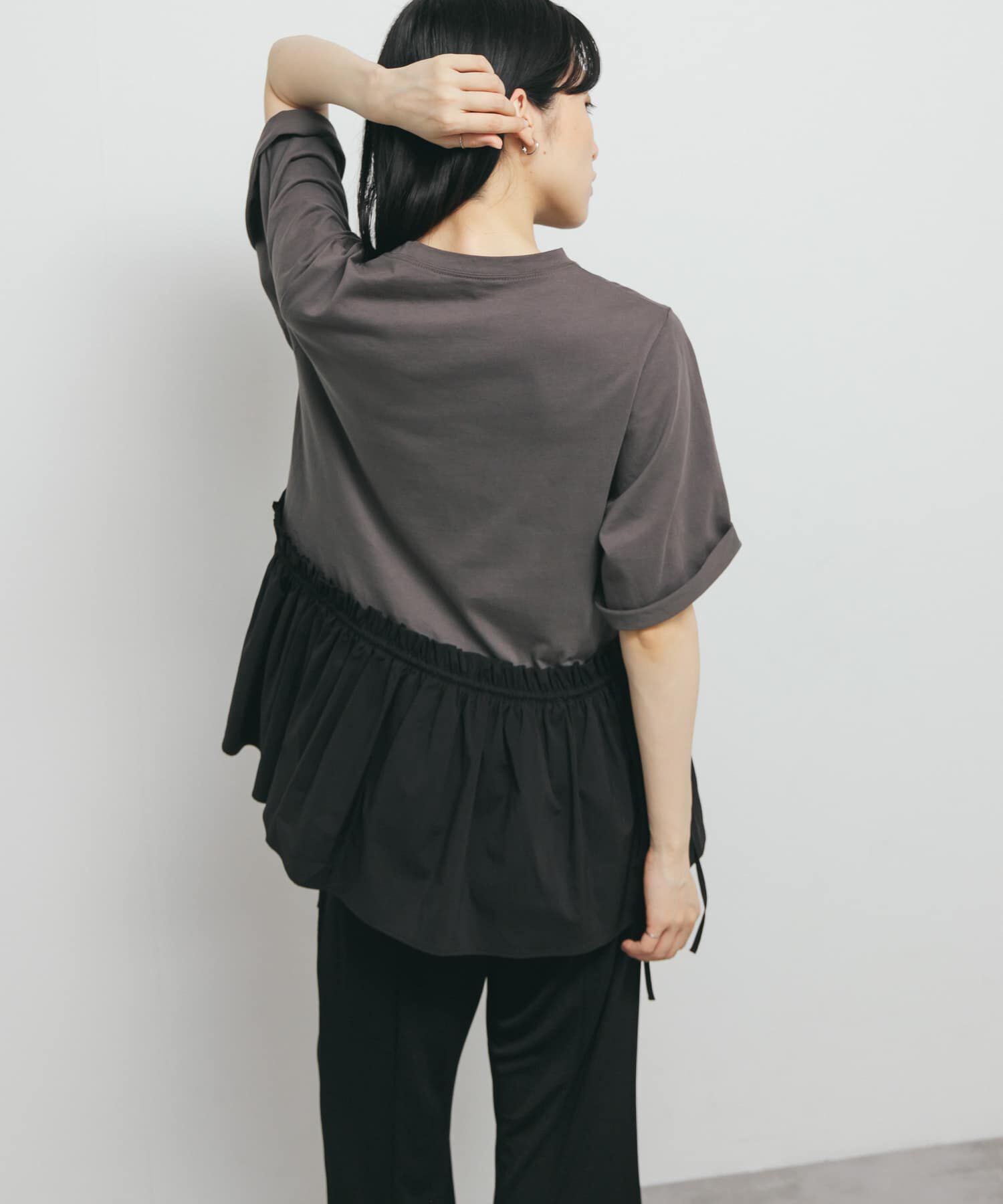  「汗ジミ防止ペプラムドッキングTEE」|Tシャツ・カットソー|