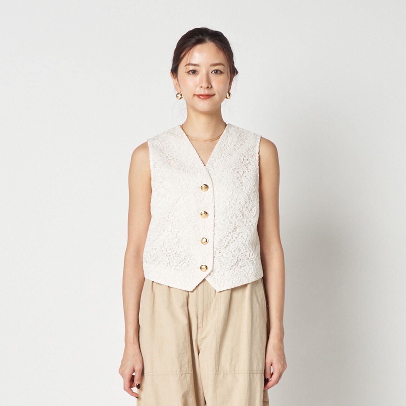 HELIOPOLE「HELIOPOLE EMBROIDERY LACE VEST」|ベスト・ジレ|