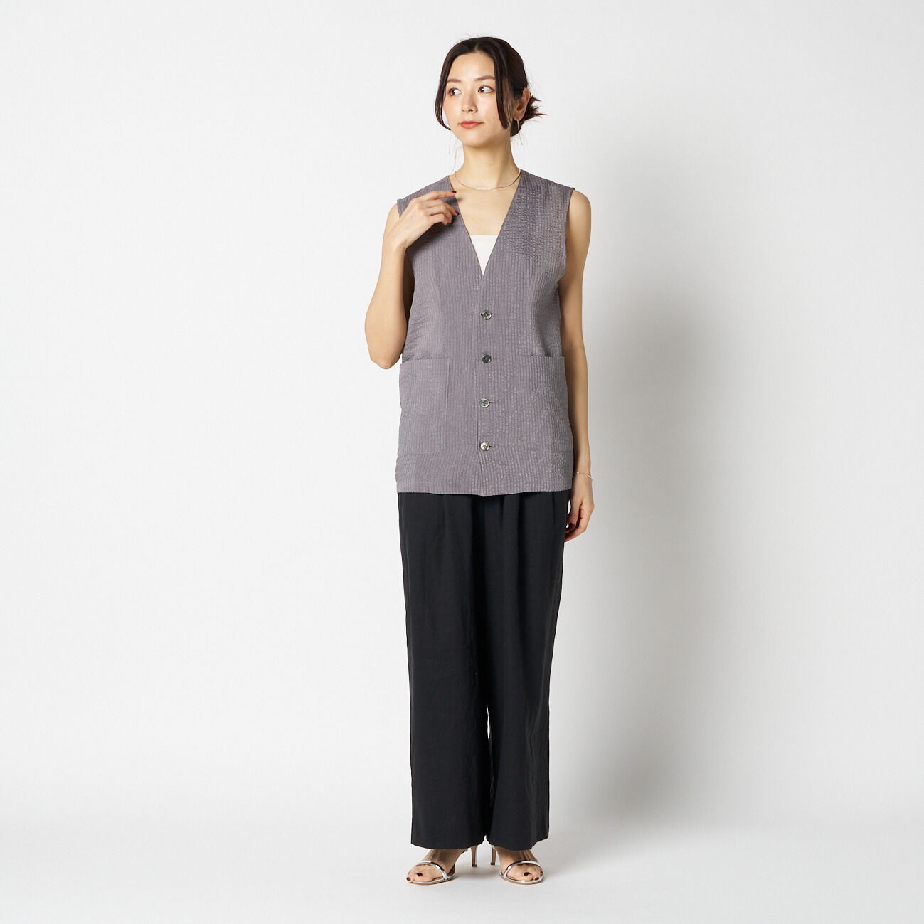 HELIOPOLE「HELIOPOLE SHEER DOBBY STRIPE VEST」|ベスト・ジレ|