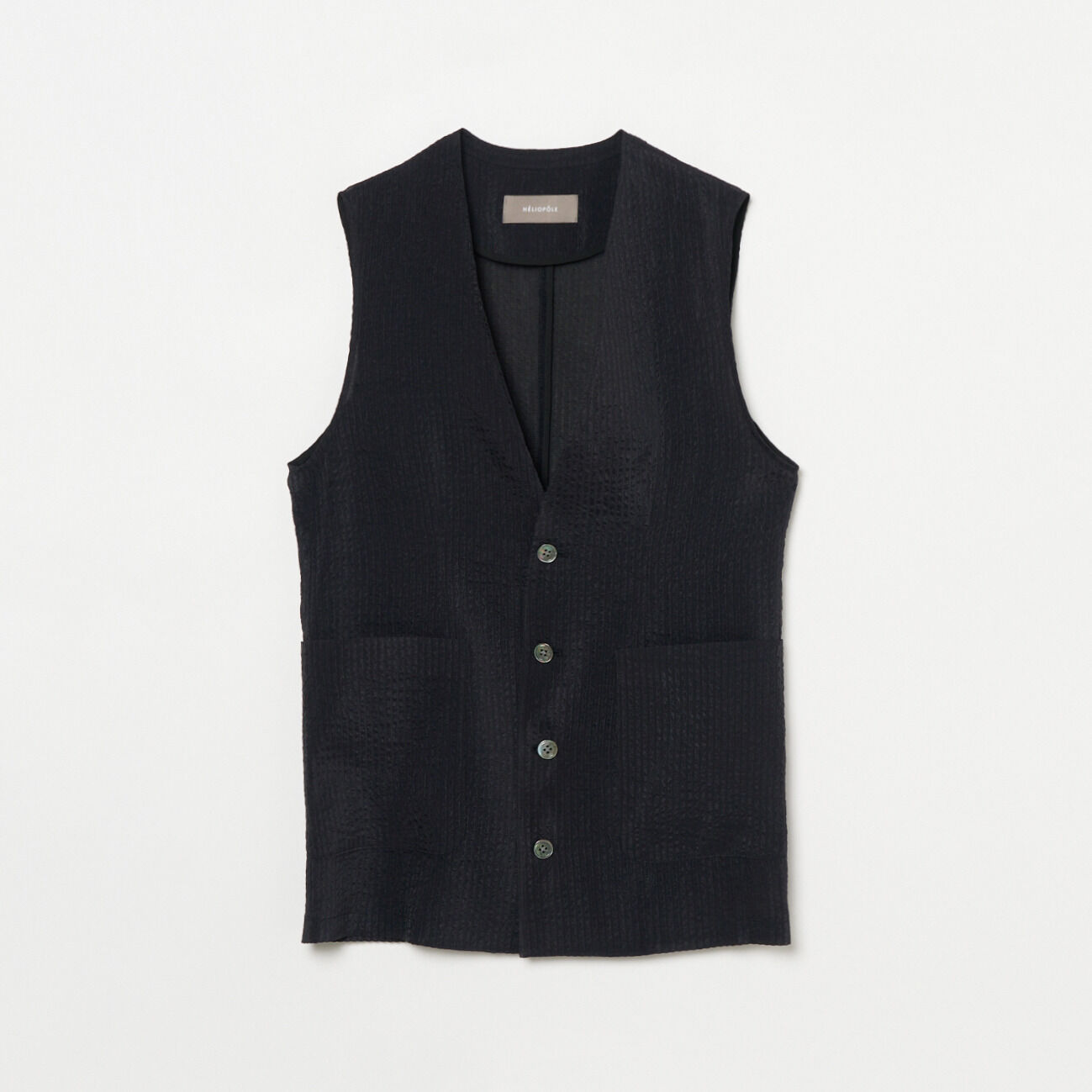 HELIOPOLE「HELIOPOLE SHEER DOBBY STRIPE VEST」|ベスト・ジレ|ブラック