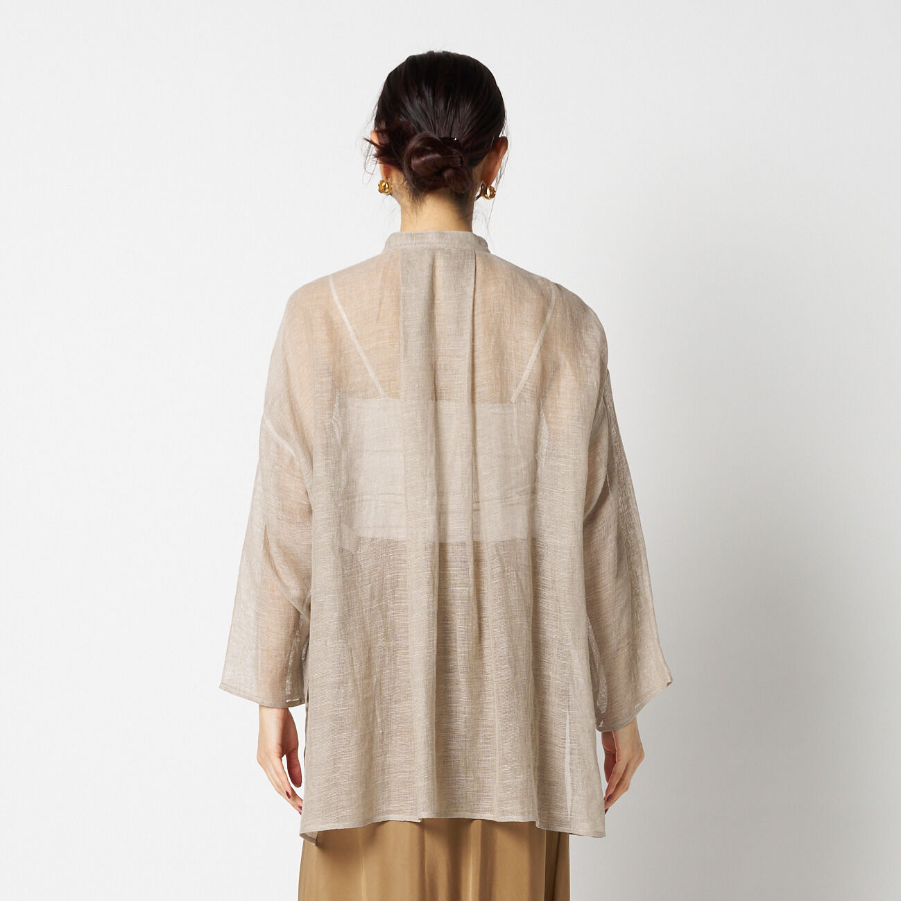 HELIOPOLE「HELIOPOLE LINEN MESH BAND COLLER SHIRT」|シャツ・ブラウス|