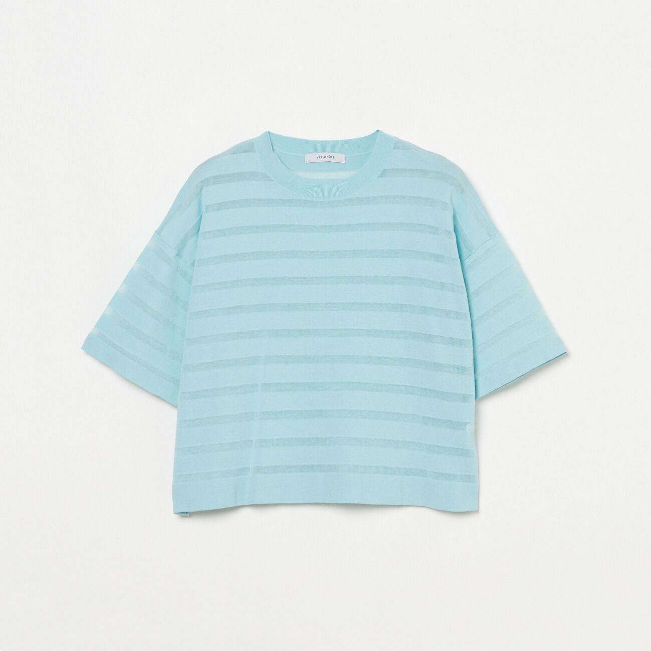 HELIOPOLE「HELIOPOLE SHEER BORDER KNIT CREW NECK」|ニット・セーター|ライトブルー