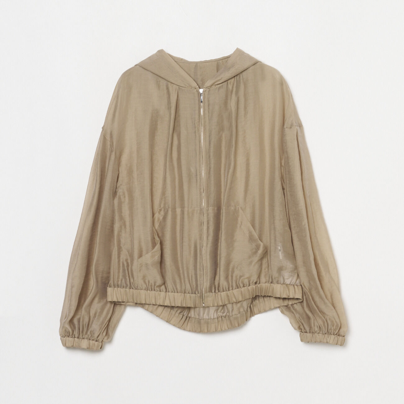  「three dots Shiny shirt zip up hoody」|ブルゾン・スタジャン|ベージュ
