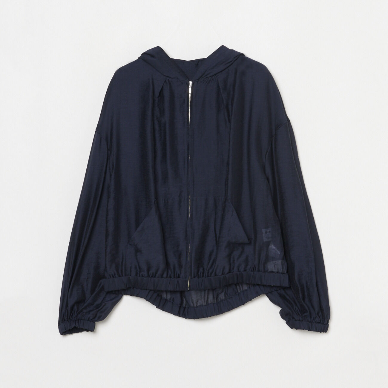  「three dots Shiny shirt zip up hoody」|ブルゾン・スタジャン|ネイビー