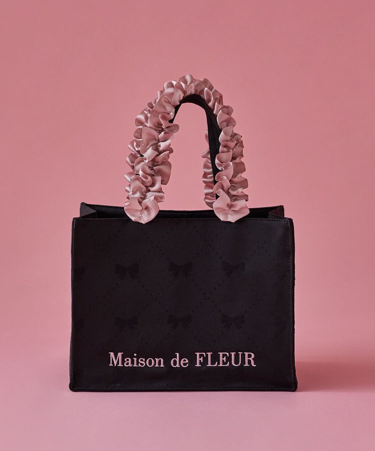 Maison de FLEUR「リボン柄ジャカードスクエアトートSバッグ」|トートバッグ|