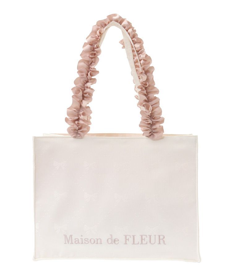 Maison de FLEUR「リボン柄ジャカードスクエアトートMバッグ」|トートバッグ|