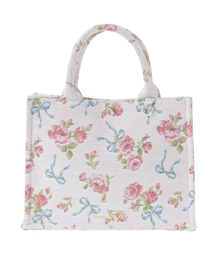 Maison de FLEUR「ローズリボン柄ゴブランスクエアトートSバッグ」|トートバッグ|
