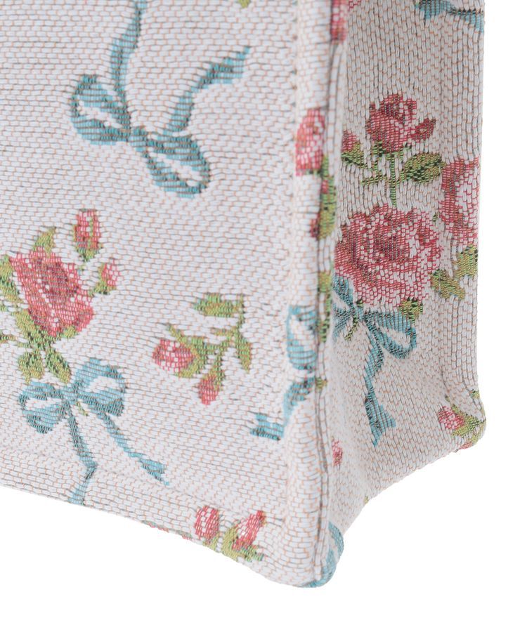 Maison de FLEUR「ローズリボン柄ゴブランスクエアトートSバッグ」|トートバッグ|