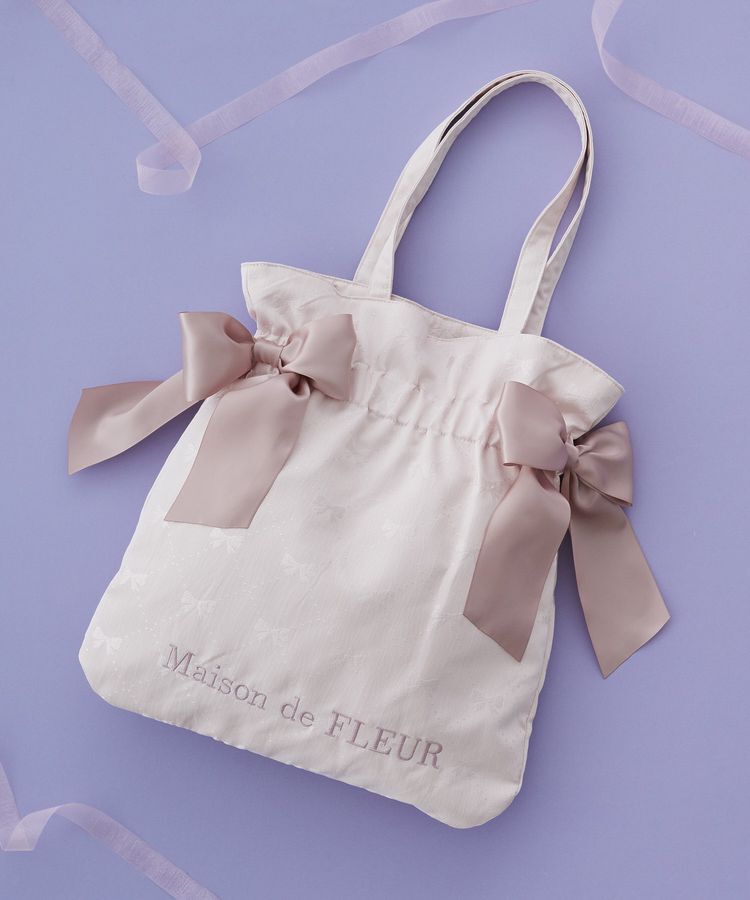 Maison de FLEUR「リボンジャカードダブルリボントートバッグ」|トートバッグ|ピンク