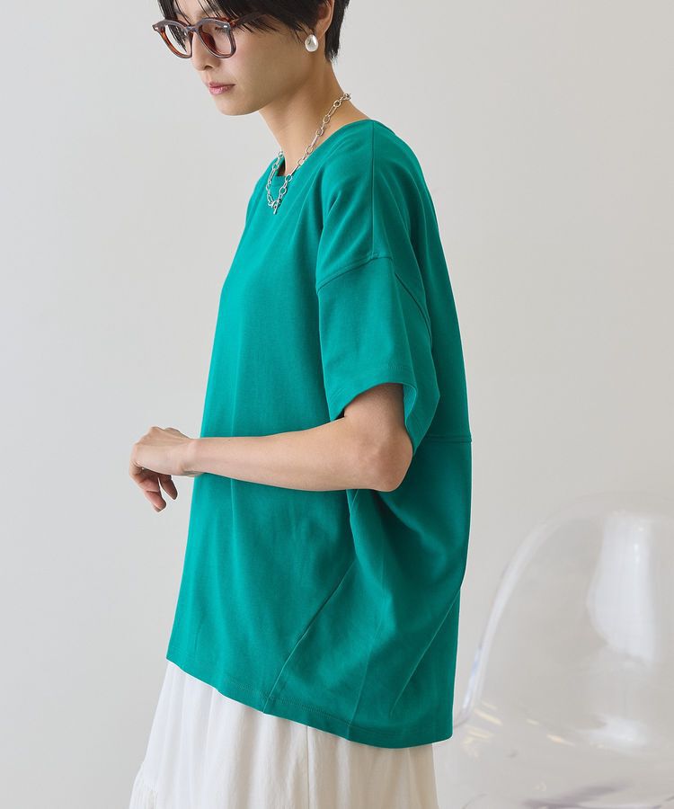 AMERICAN HOLIC「【接触冷感+UVカット】半袖コクーンカットプルオーバー」|Tシャツ・カットソー|Blue Green