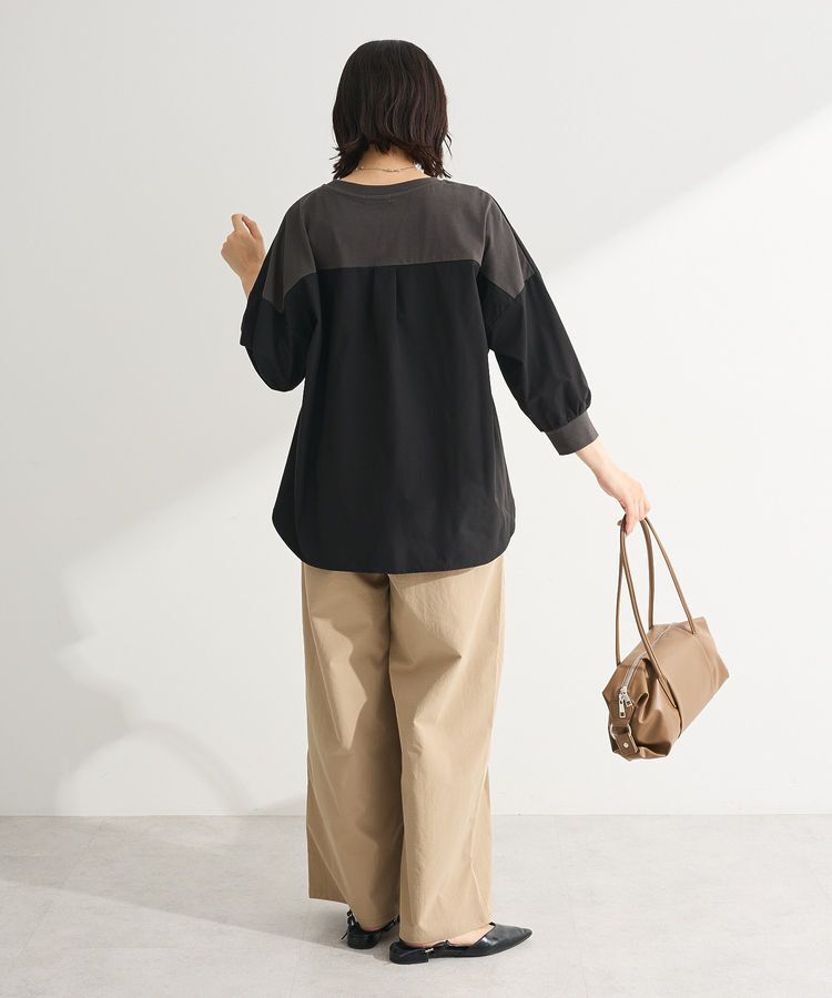 Green Parks「7分袖サイドシャーリングドッキングプルオーバー」|Tシャツ・カットソー|
