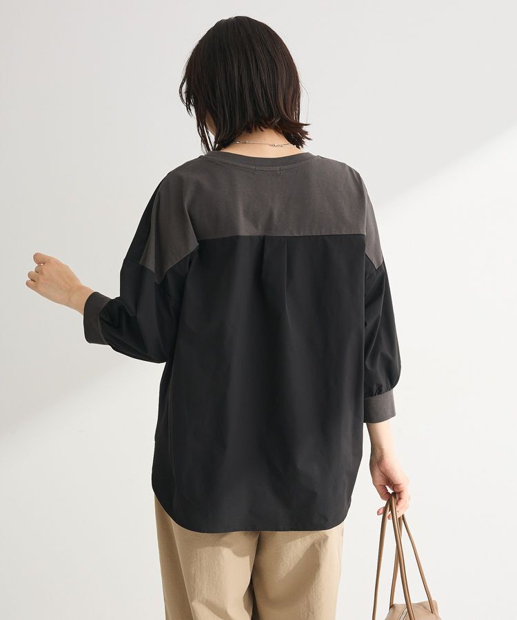 Green Parks「7分袖サイドシャーリングドッキングプルオーバー」|Tシャツ・カットソー|
