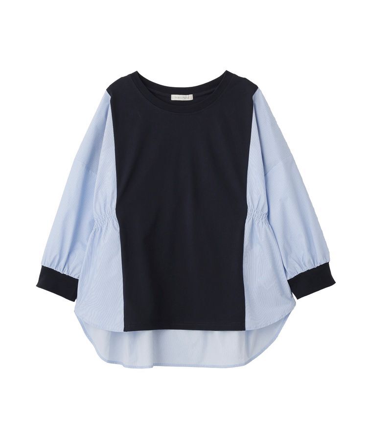 Green Parks「7分袖サイドシャーリングドッキングプルオーバー」|Tシャツ・カットソー|