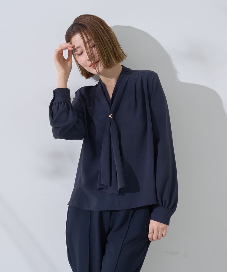YECCA VECCA「スカーフリング付きボウタイブラウス」|シャツ・ブラウス|Navy