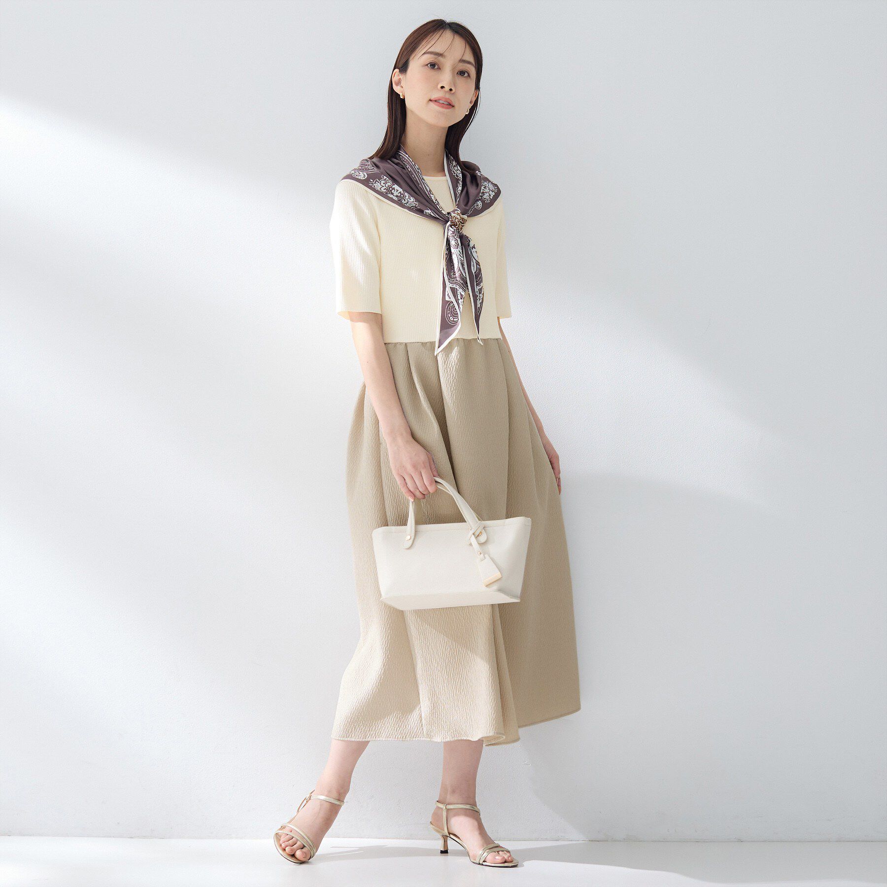 UNTITLED「【一枚でサマ見え】ニットドッキングジャガードワンピース」|ワンピース|