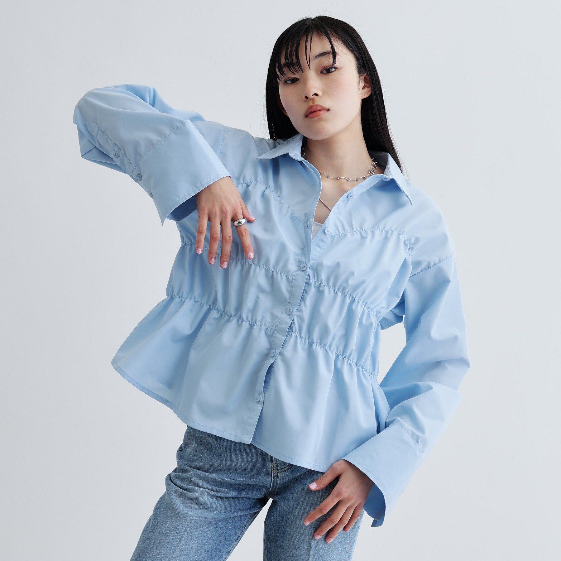 GALLEST「【ZOZO・一部店舗限定】シャーリングビスチェデザインシャツ」|シャツ・ブラウス|