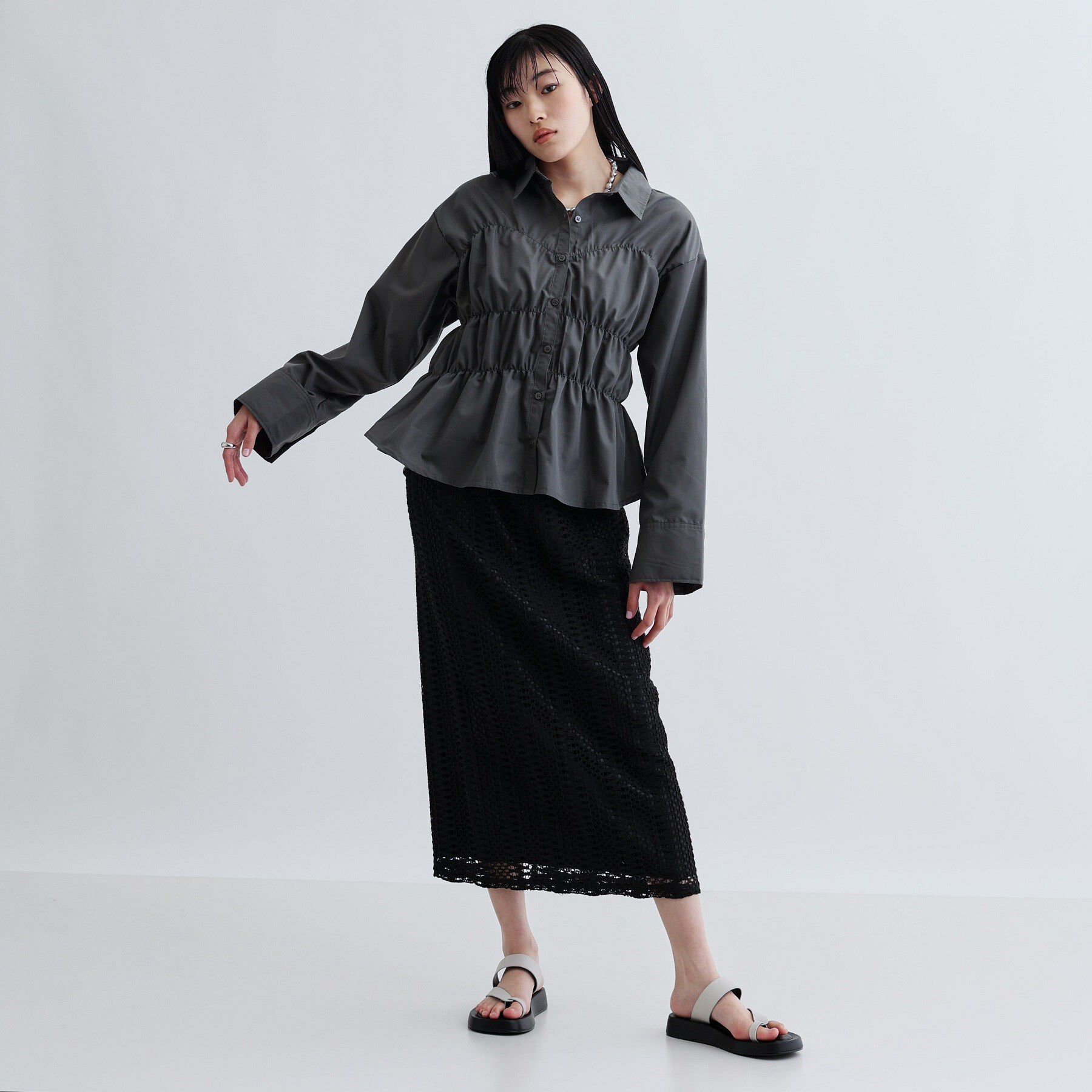 GALLEST「【ZOZO・一部店舗限定】シャーリングビスチェデザインシャツ」|シャツ・ブラウス|