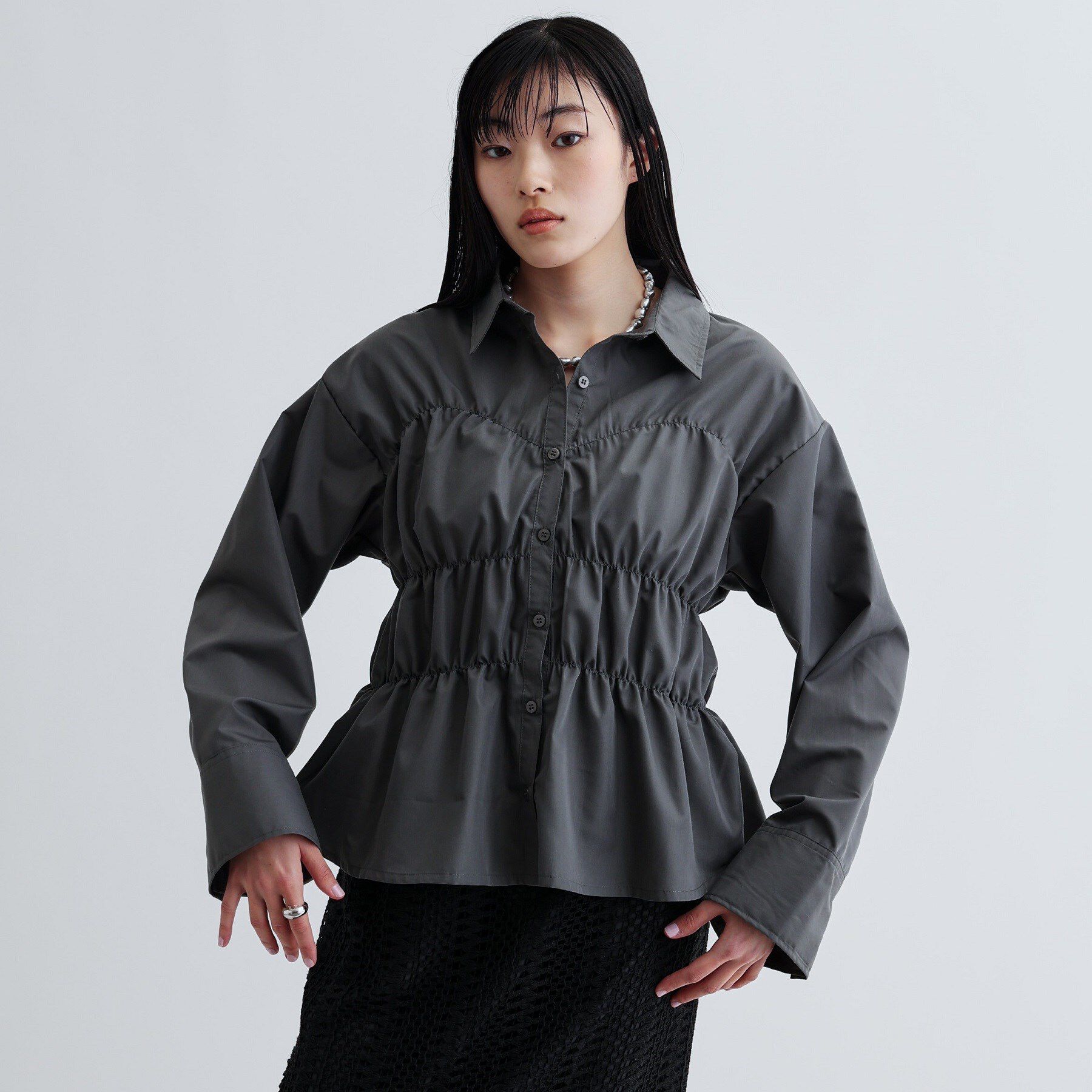 GALLEST「【ZOZO・一部店舗限定】シャーリングビスチェデザインシャツ」|シャツ・ブラウス|