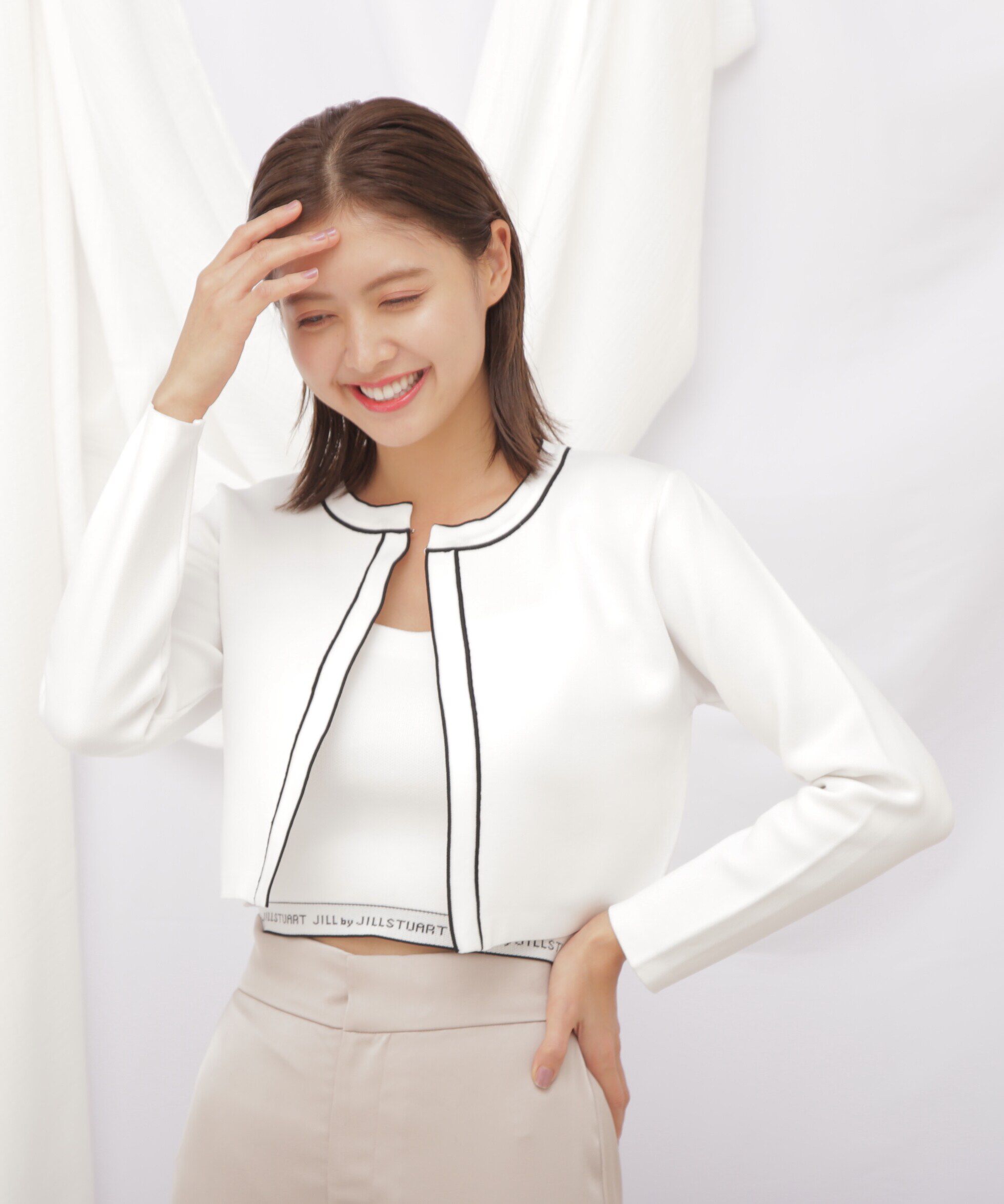  「◇ロゴジャガードビスチェアンサンブル　WEB限定カラー：ピンク」|ニット・セーター|