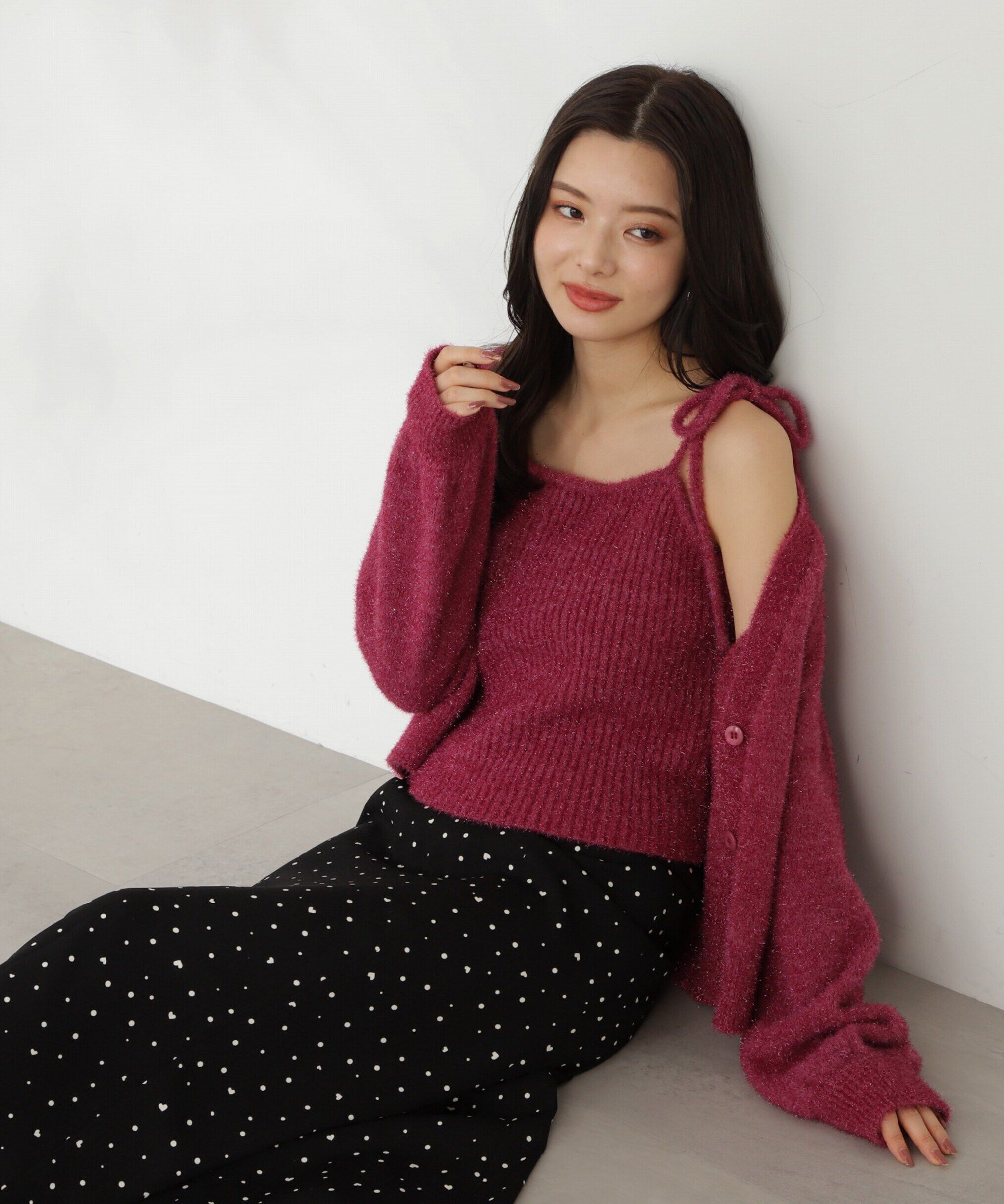 PROPORTION BODY DRESSING「シャイニーフェザーアンサンブルニット　WEB限定カラー：パープル24AW」|ニット・セーター|パープル