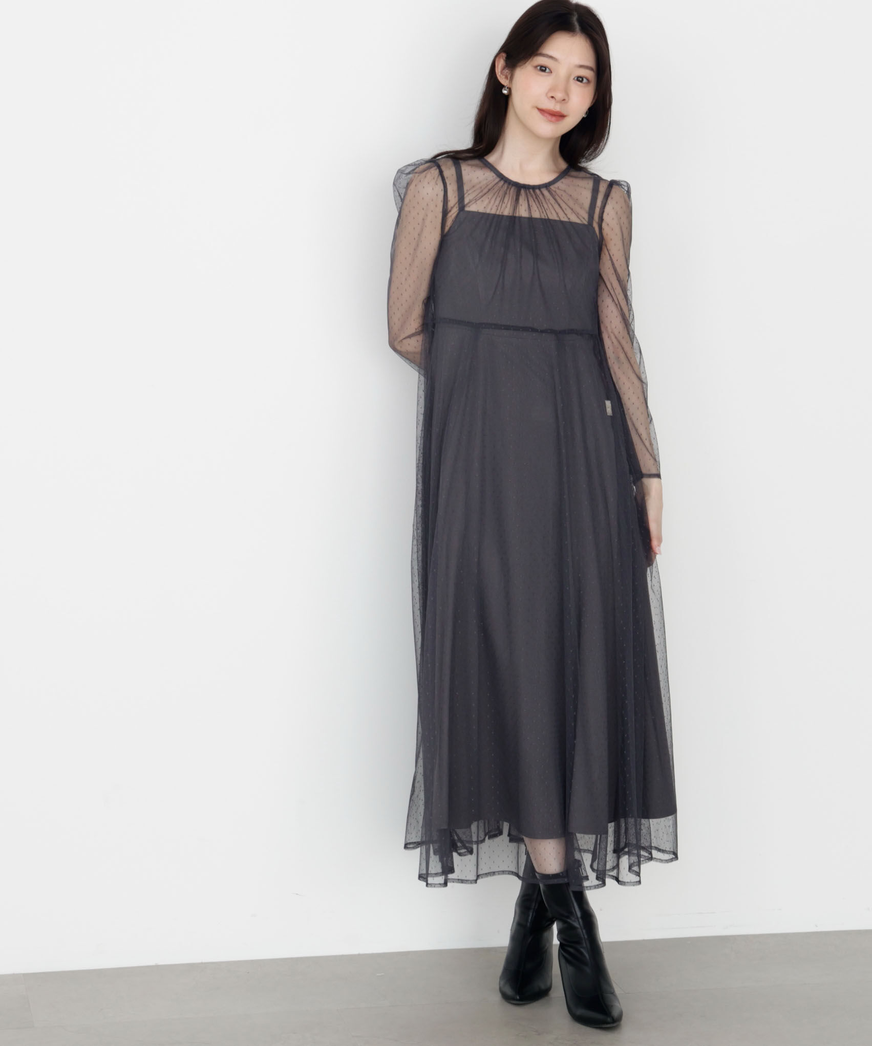 PROPORTION BODY DRESSING「＜藤田みりあさんコラボ＞キャミ付きチュールワンピース 25AW」|ワンピース|