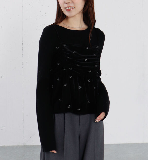 archives「花柄刺繍ベロアビスチェ&times;リブニットプルオーバーＳＥＴ」|カーディガン|