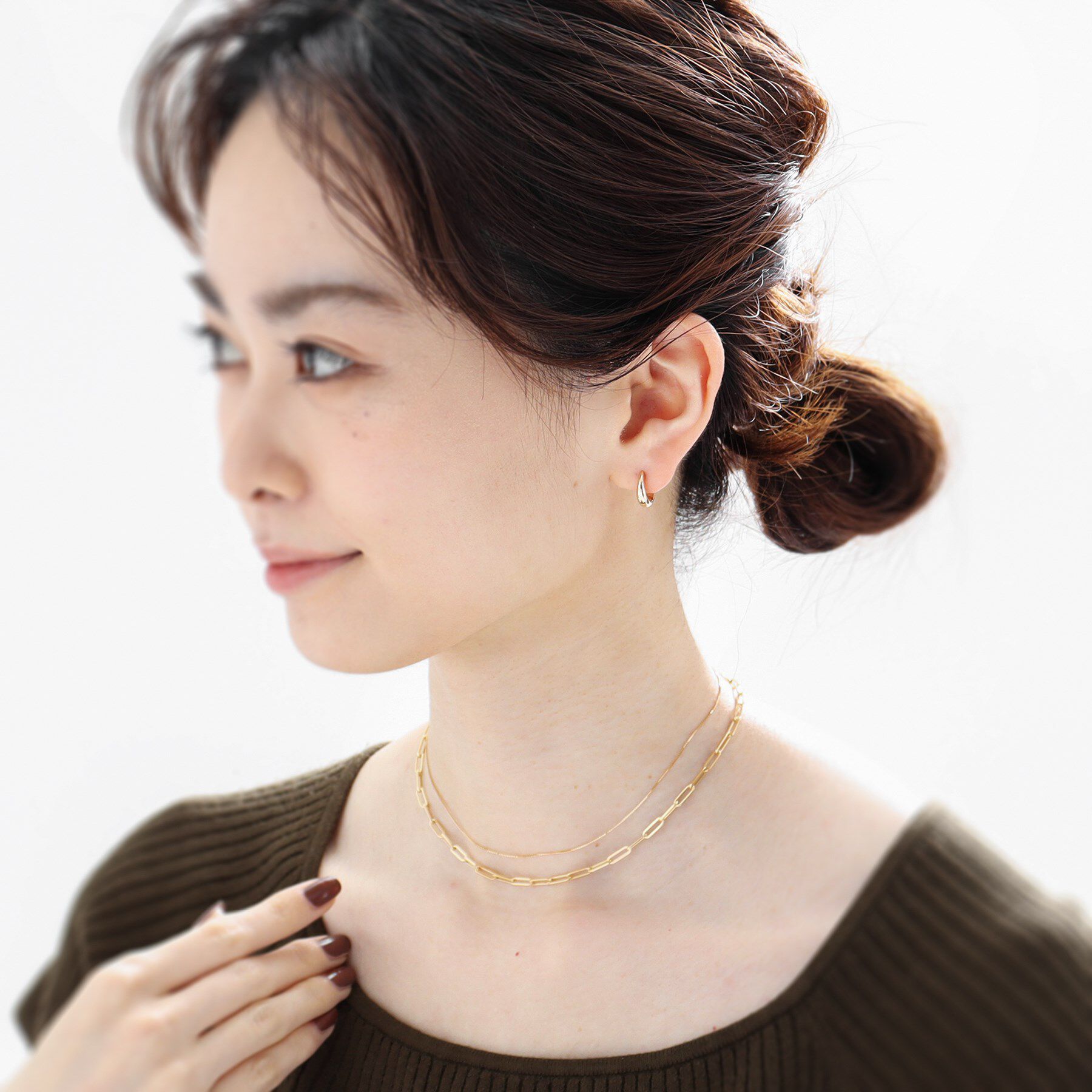 COCOSHNIK「K10月甲中折れ フープピアス」|ピアス|