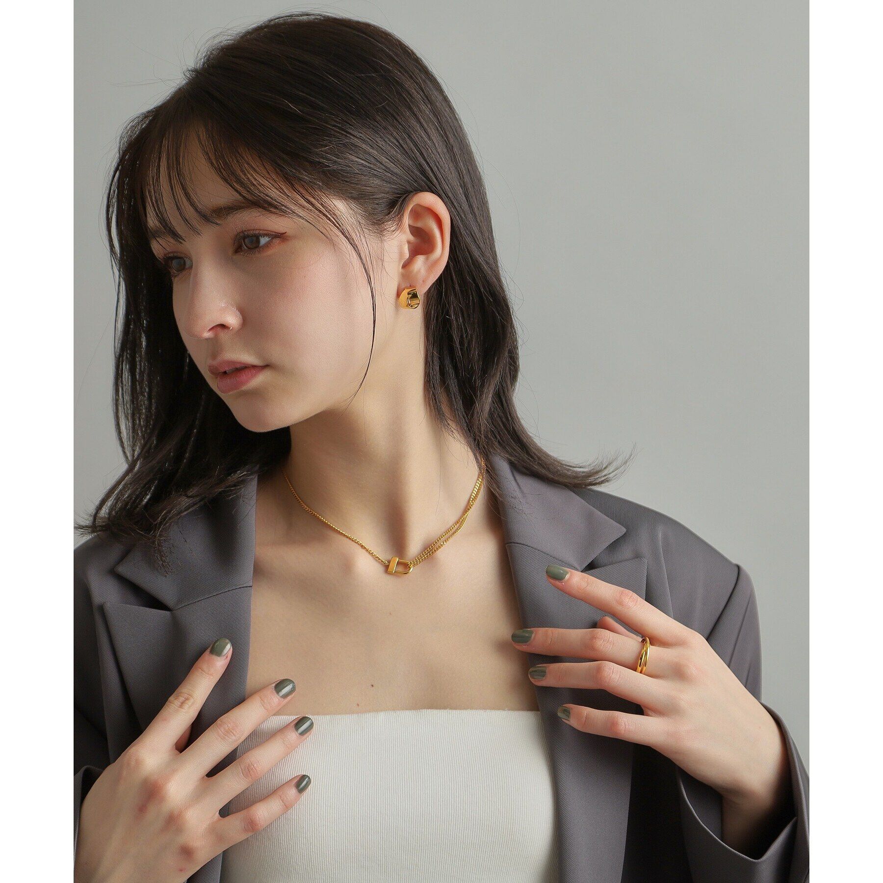 COCOSHNIK ONKITSCH「シルバー ロックモチーフ ドレープネックレス GP」|ネックレス|